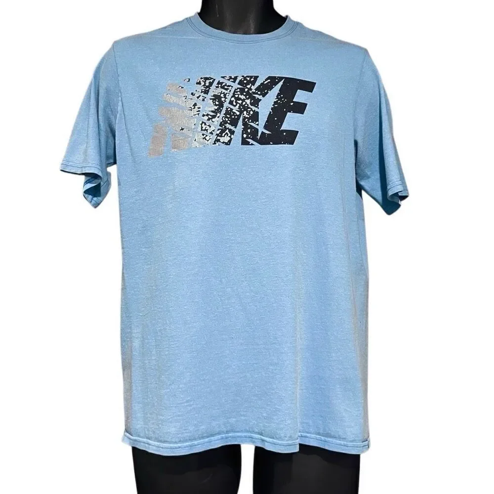 NIKE Logo Blue Black & Silver T-Shirt Boy’s XL